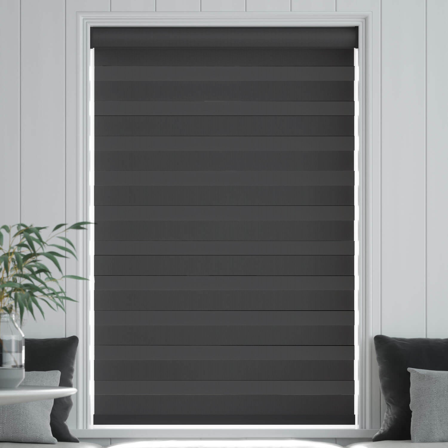 Day and night effect blind - black 56 x 213 cm