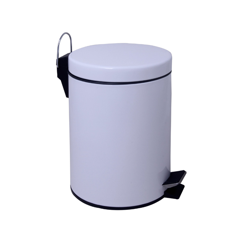 White steel trash can