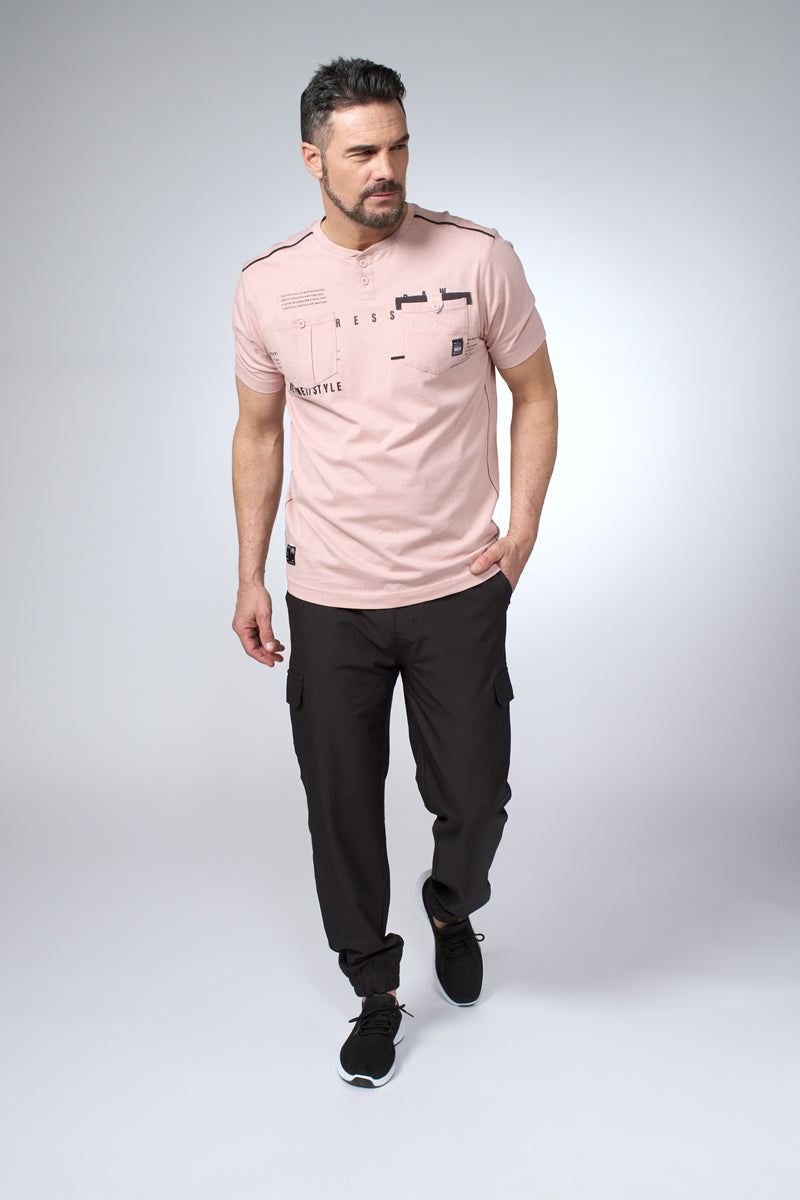 Henley collar t-shirt with pocket - Projek Raw