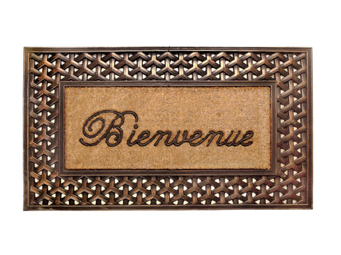 &quot;Welcome&quot; mat bronze rubber outline 58 x97 cm - Doormat