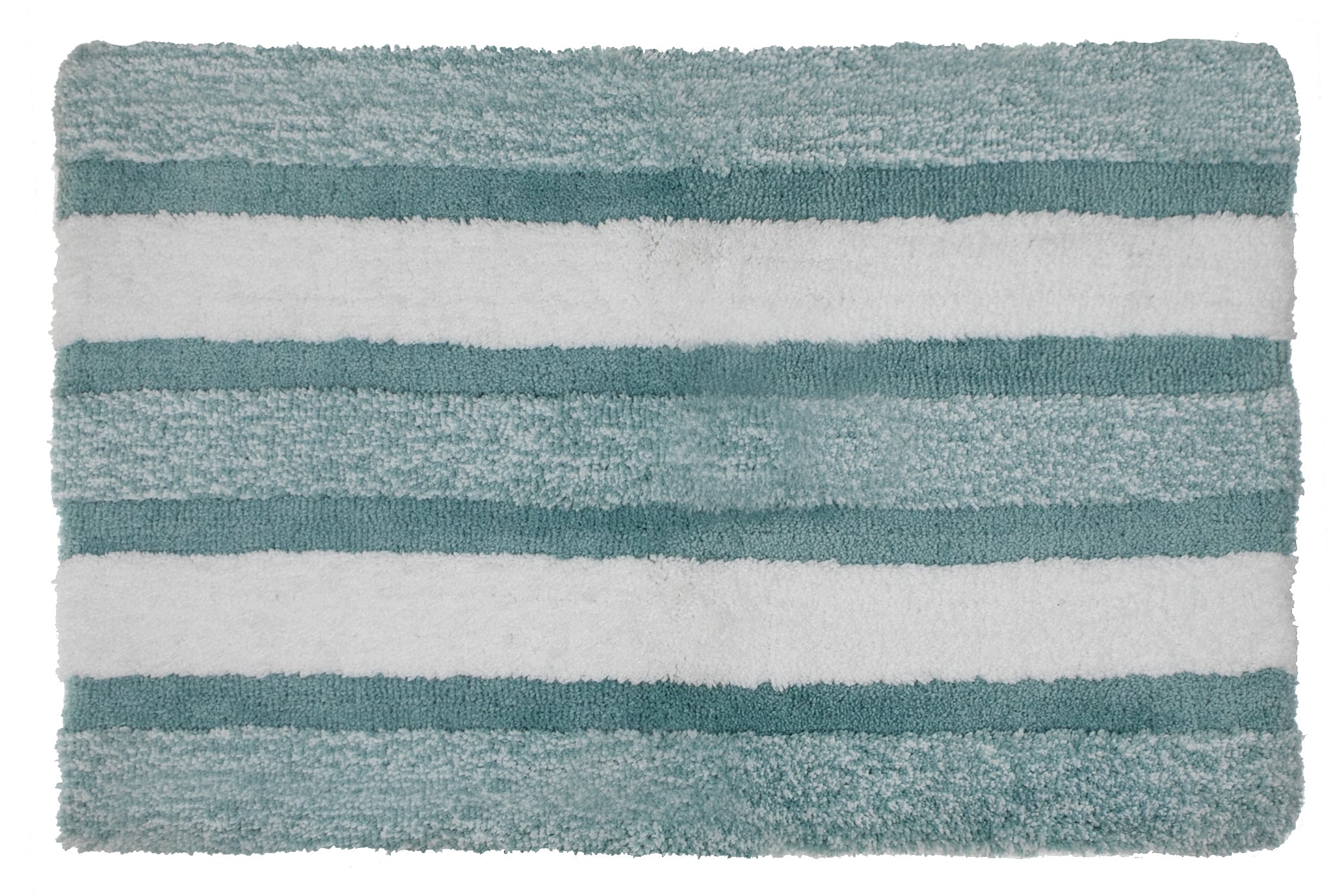 Tapis de bain lignes 51 x 81 cm - Aqua et blanc