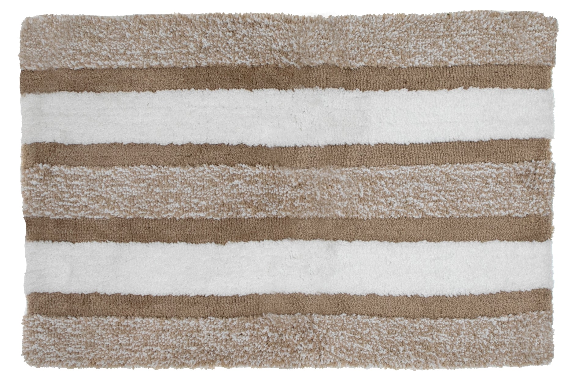 Tapis de bain lignes 51 x 81 cm - Taupe et Blanc