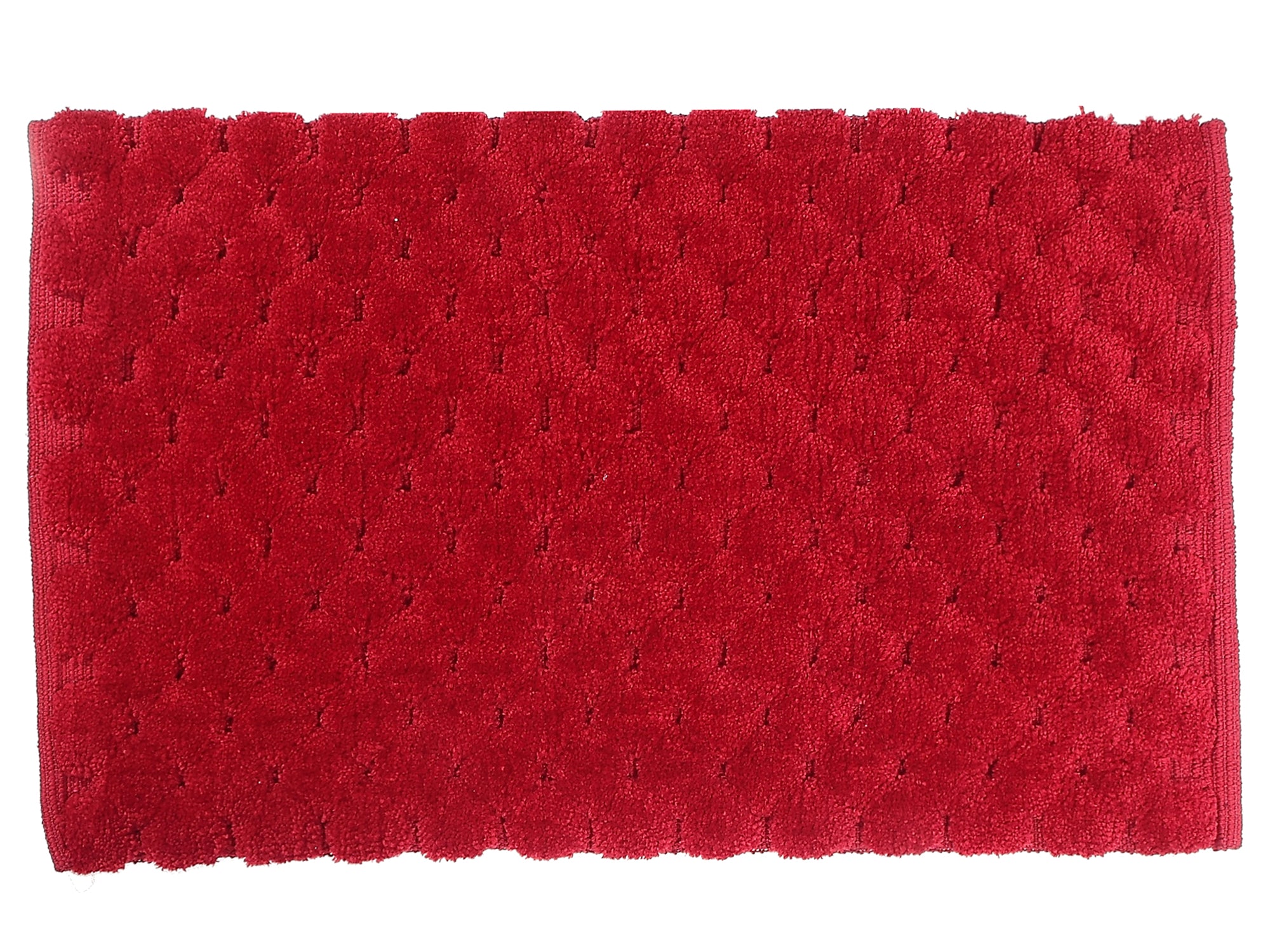 Tapis de bain pompon 51 x 81 cm – Rouge