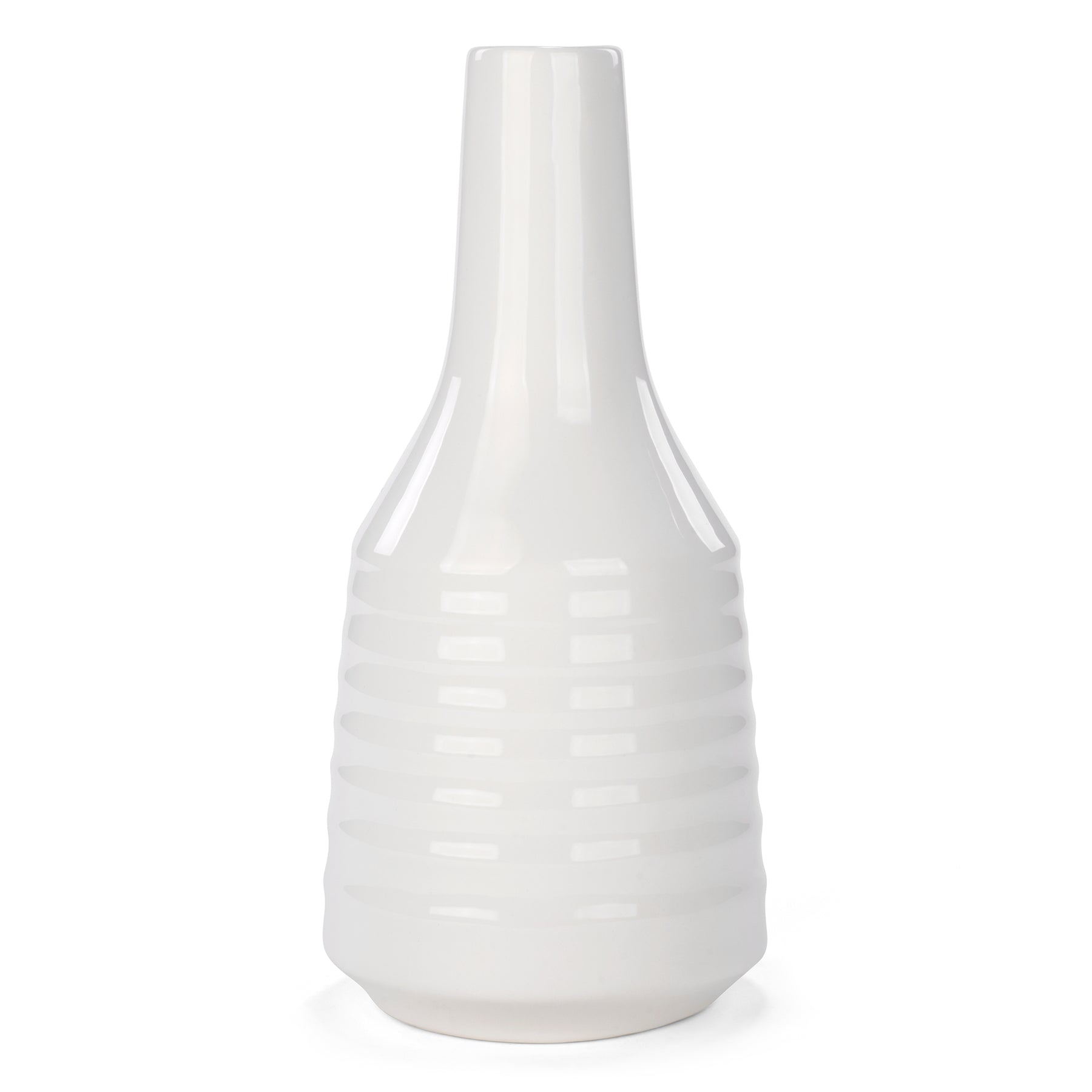 White Striated Vase 25 cm