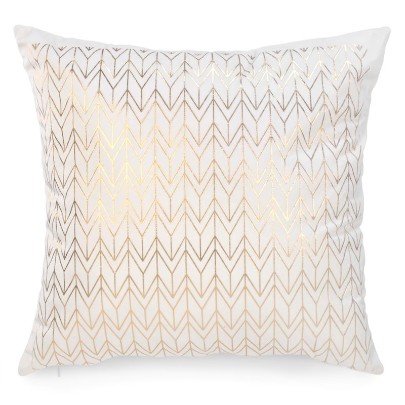 White square cushion with gold pattern