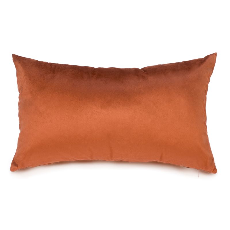 Rectangular rust-colored velvet cushion